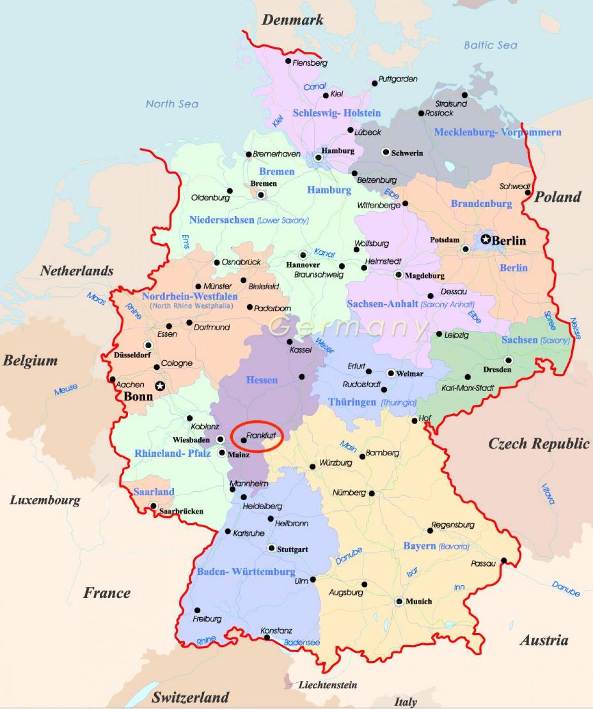 فرانكفورت على خريطة ألمانيا