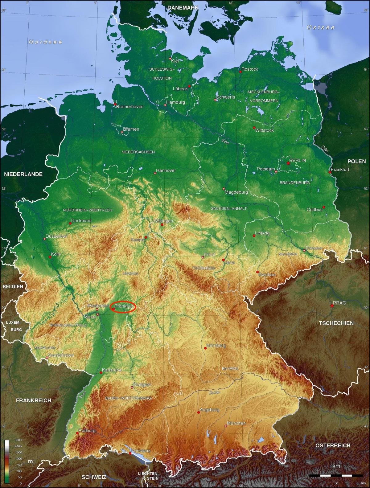 خريطة الارتفاع فرانكفورت