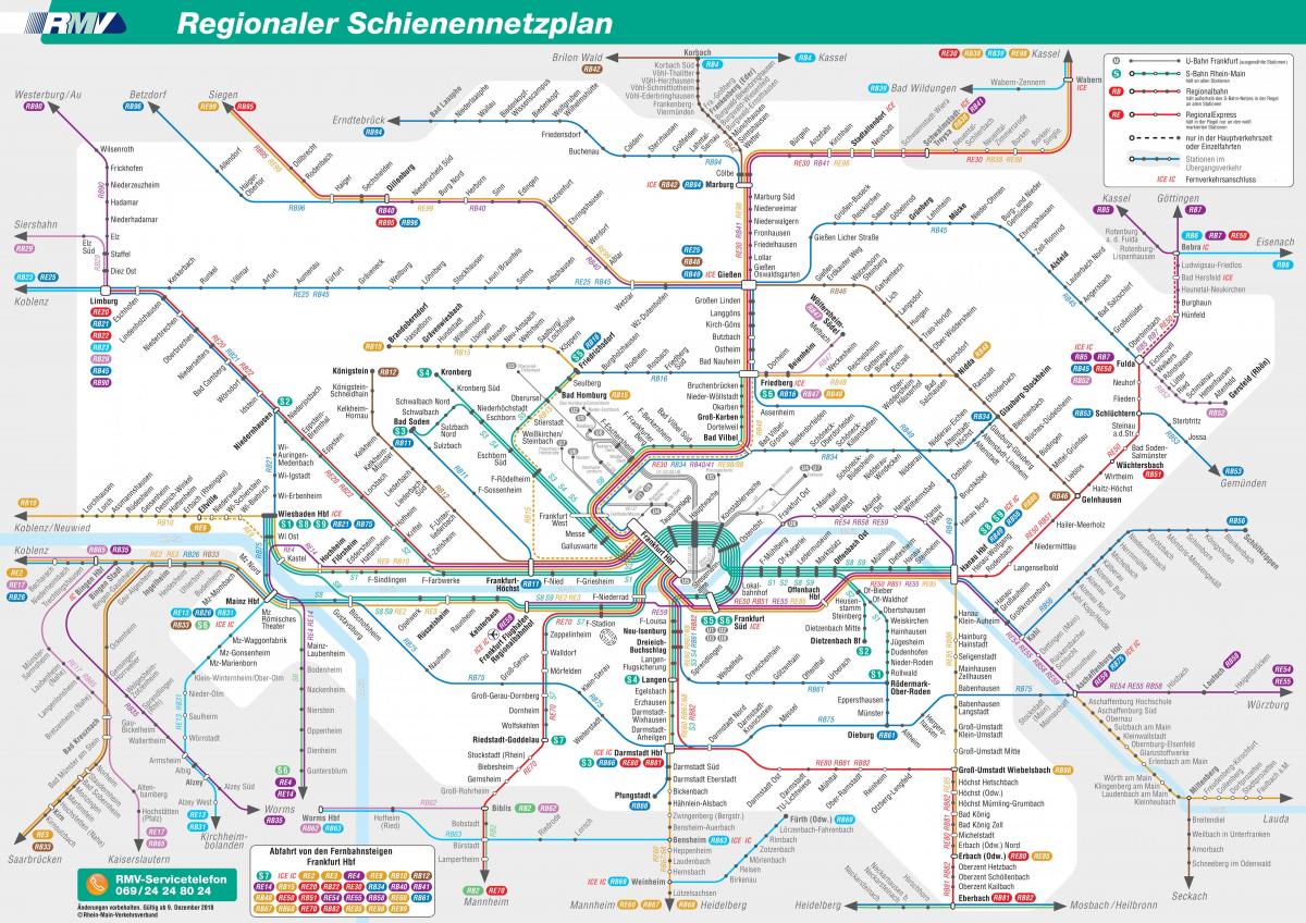 خريطة محطات السكك الحديدية في فرانكفورت